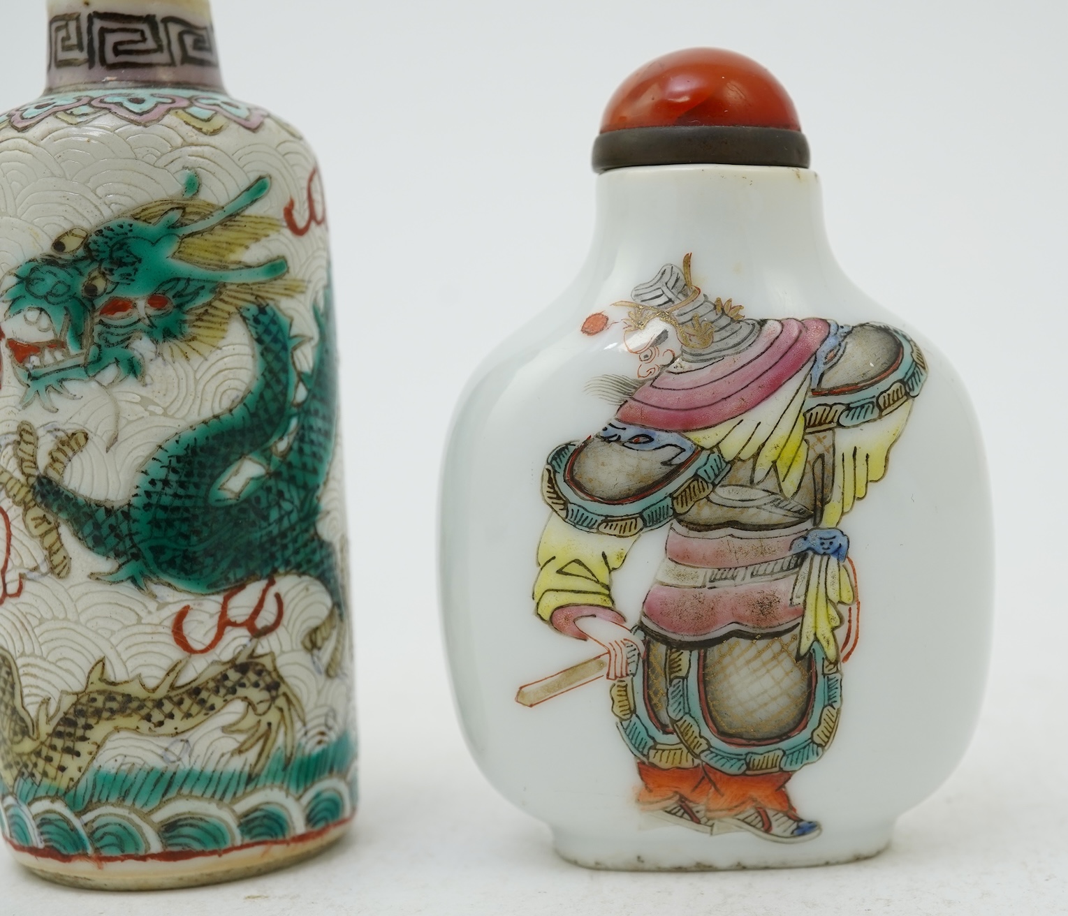 Two Chinese enamelled porcelain snuff bottles, 19th century